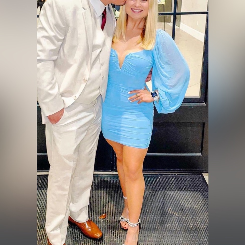 light blue dress
